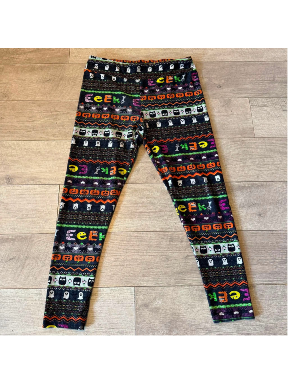 Women's Faded Glory Halloween Leggings Size L Black Orange